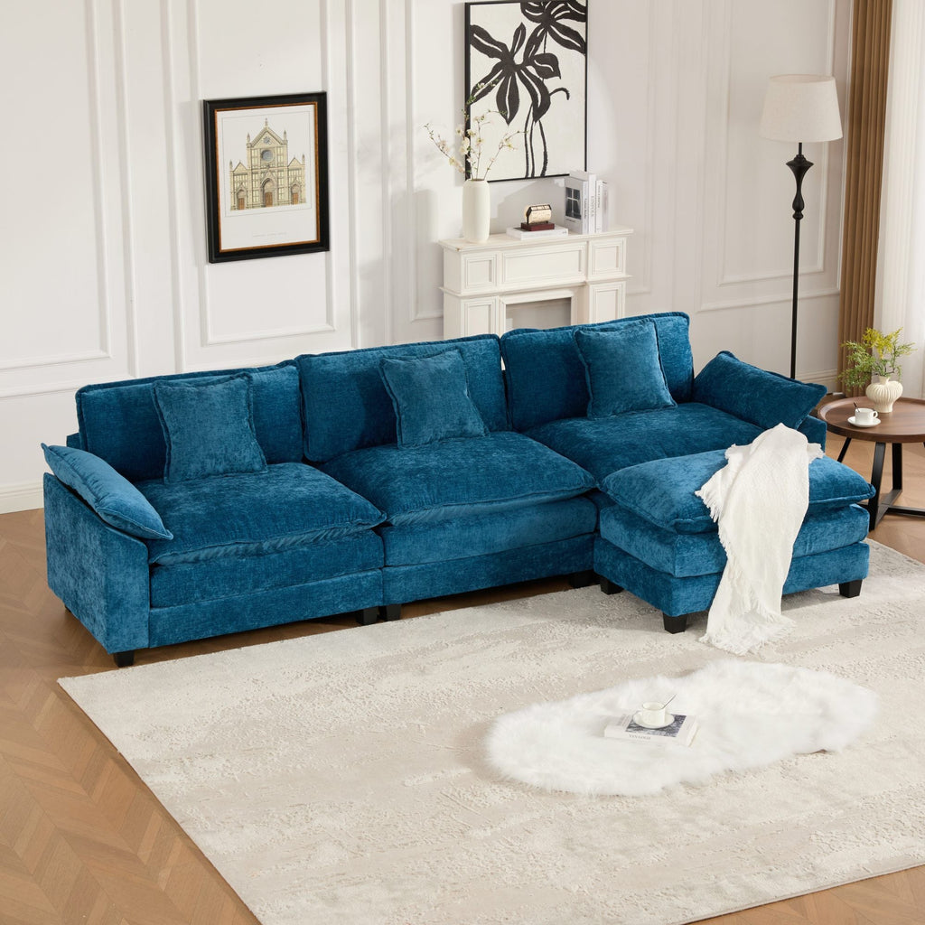 Modern Comfy Upholstered Seat Cushion Sectional Couch (Ottoman is Not Included)