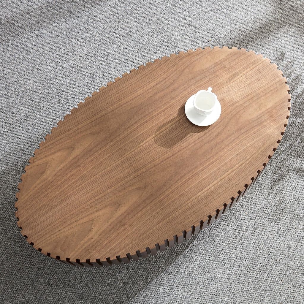 43.70 Inch Modern Handcraft Drum and Oval Coffee Table