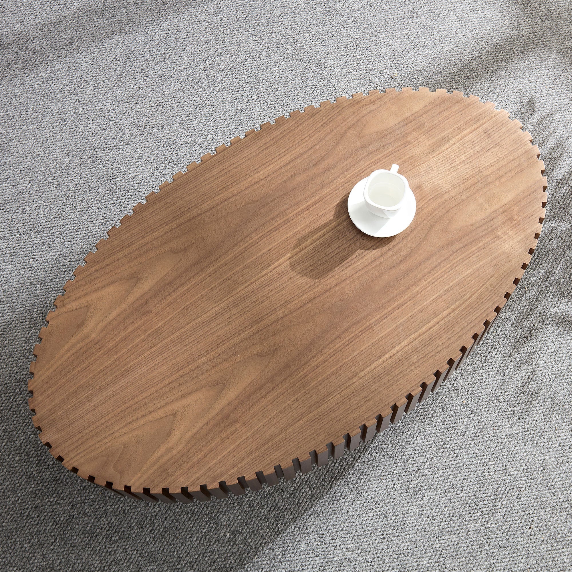 43.70 Inch Modern Handcraft Drum and Oval Coffee Table