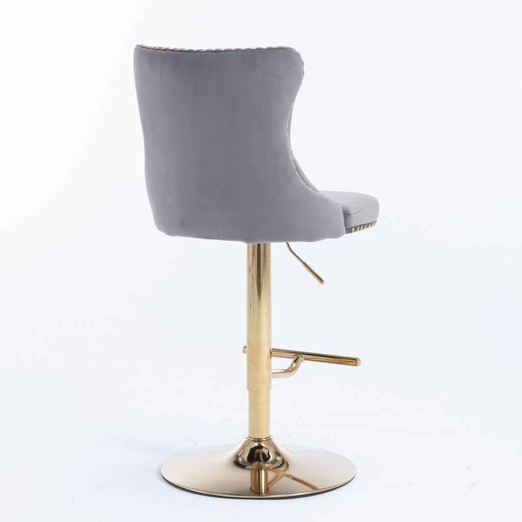 Modern Golden Swivel Velvet Barstools（Set of 2）