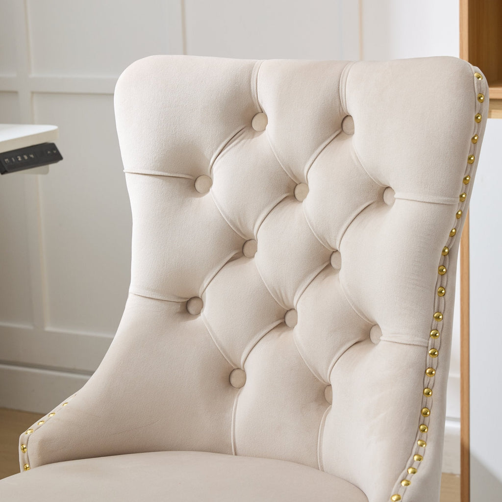 Modern Velvet Upholstered Tufted Button Home Office Chair