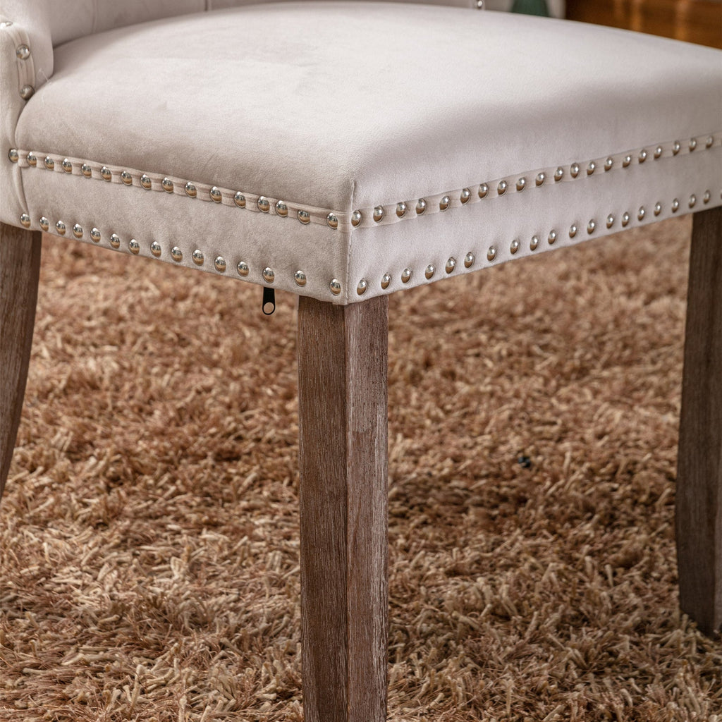 Modern High-end Tufted Solid Wood Velvet Dining Chair(Set of 2)
