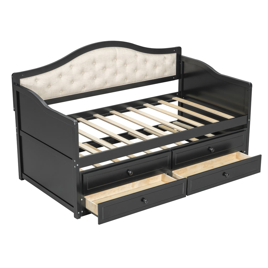 Wooden Twin Sofa Bed with Trundle