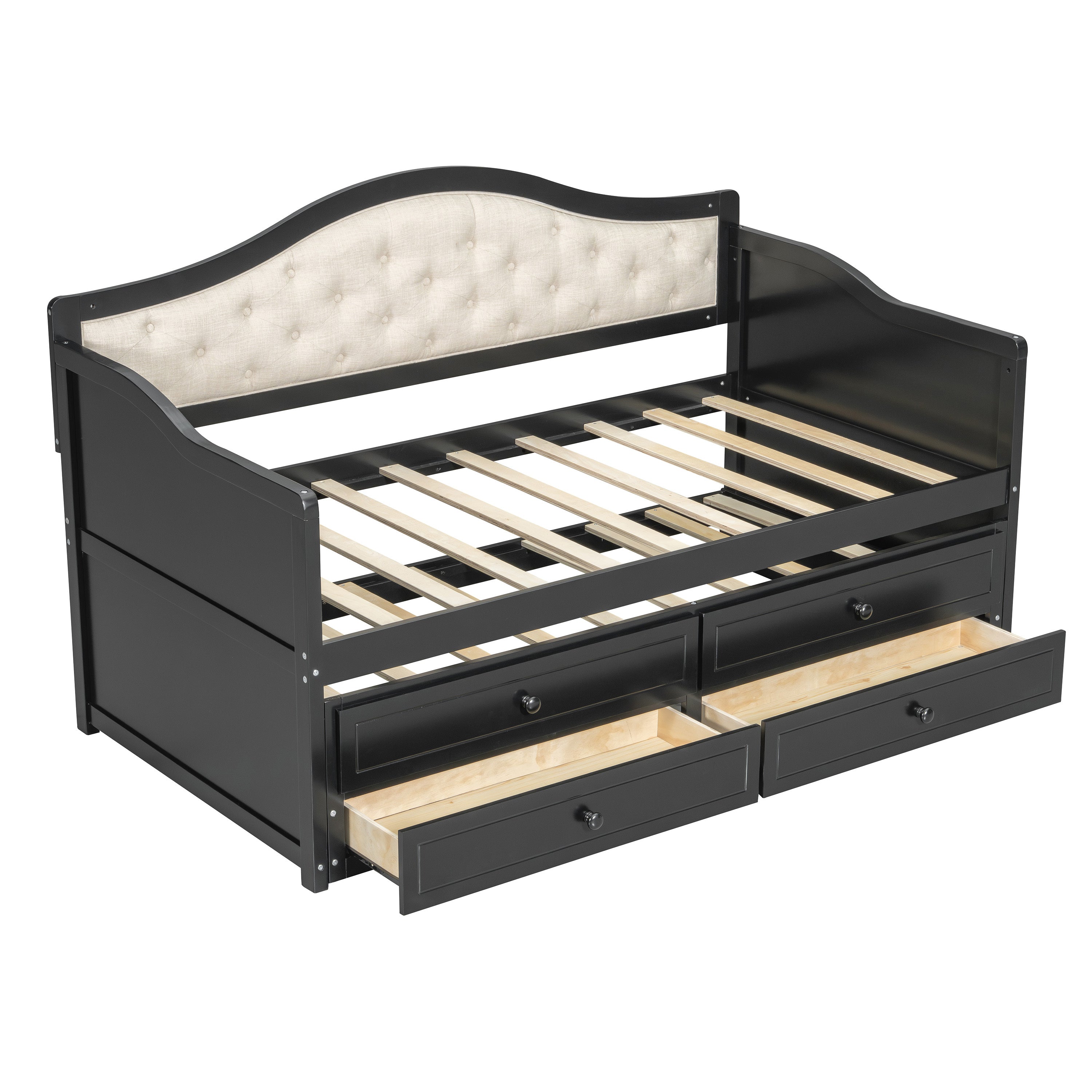 Wooden Twin Sofa Bed with Trundle