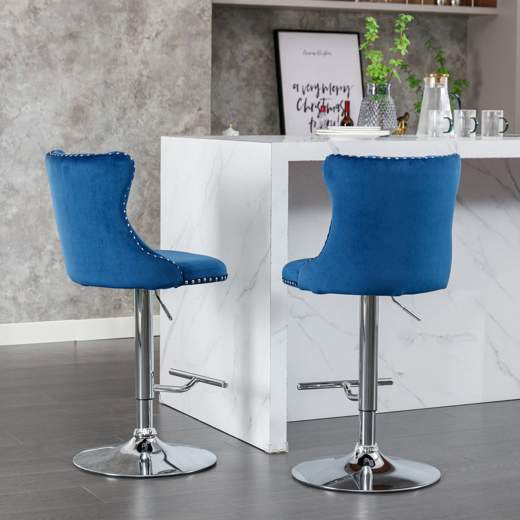 25-33 Inch Modern Velvet Swivel Barstools (Set of 2)
