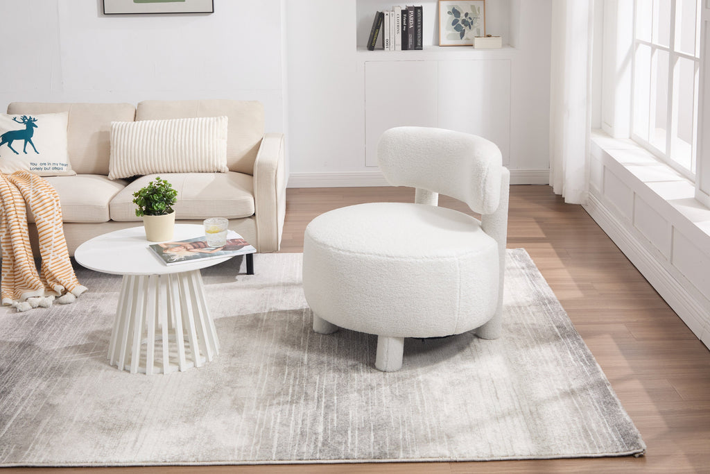Fur/Teddy Fabric Armless Accent Chair with Curved Backrest