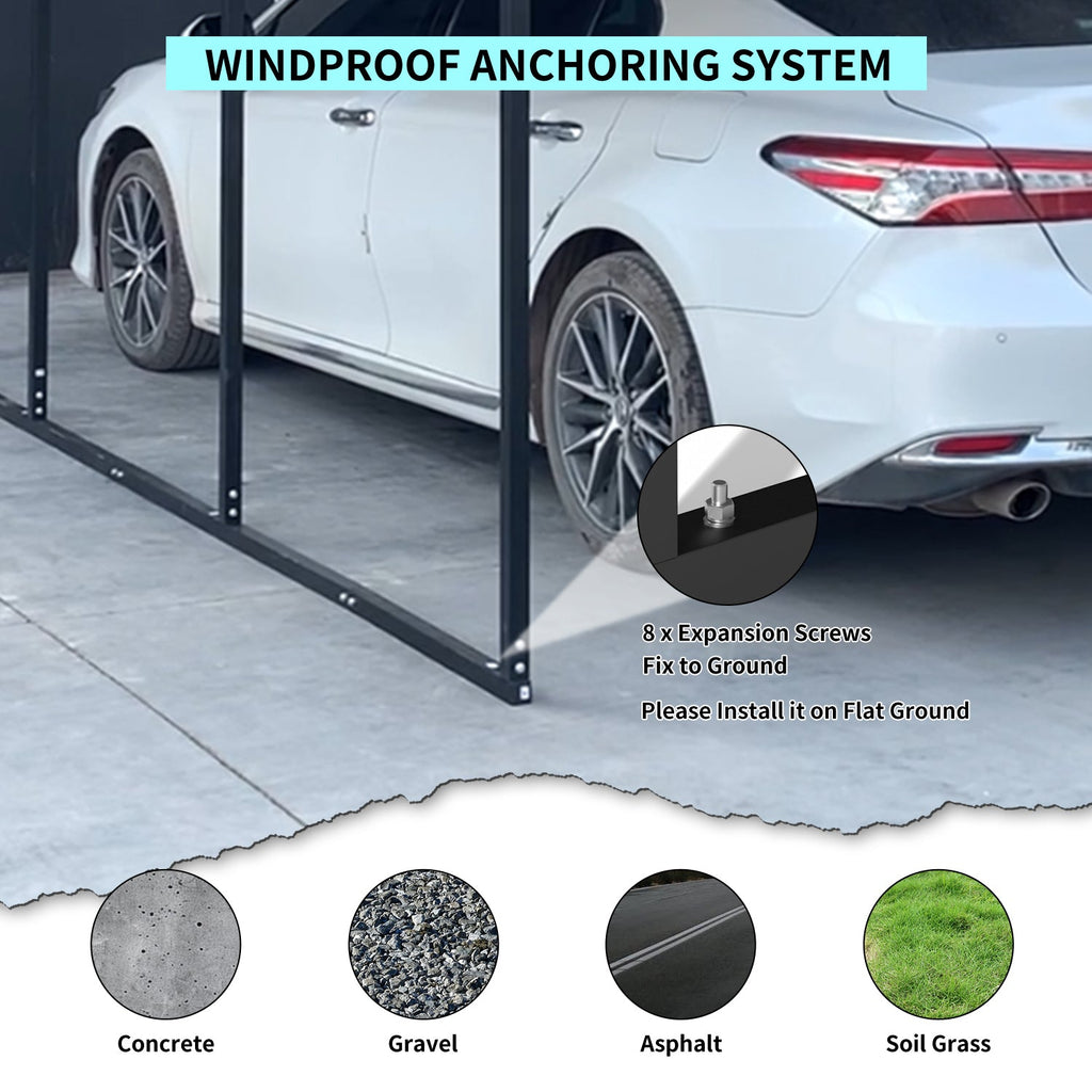 10x15 FT Metal Carport Heavy Duty Galvanized Steel Roof Outdoor Car Garage