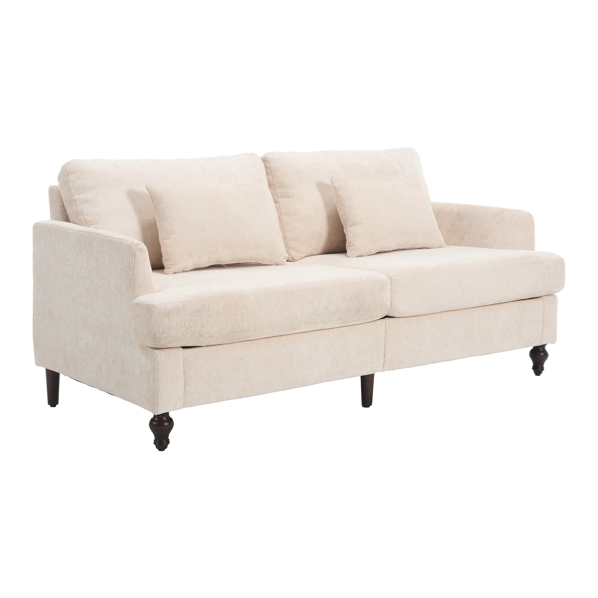 Mid Century Modern Chenille Fabric Loveseat Sofa