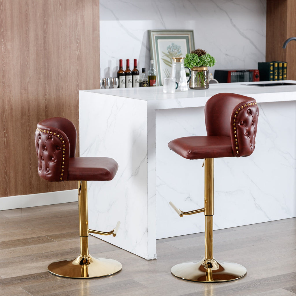 Modern PU Upholstered Bar Stools（Set of 2）