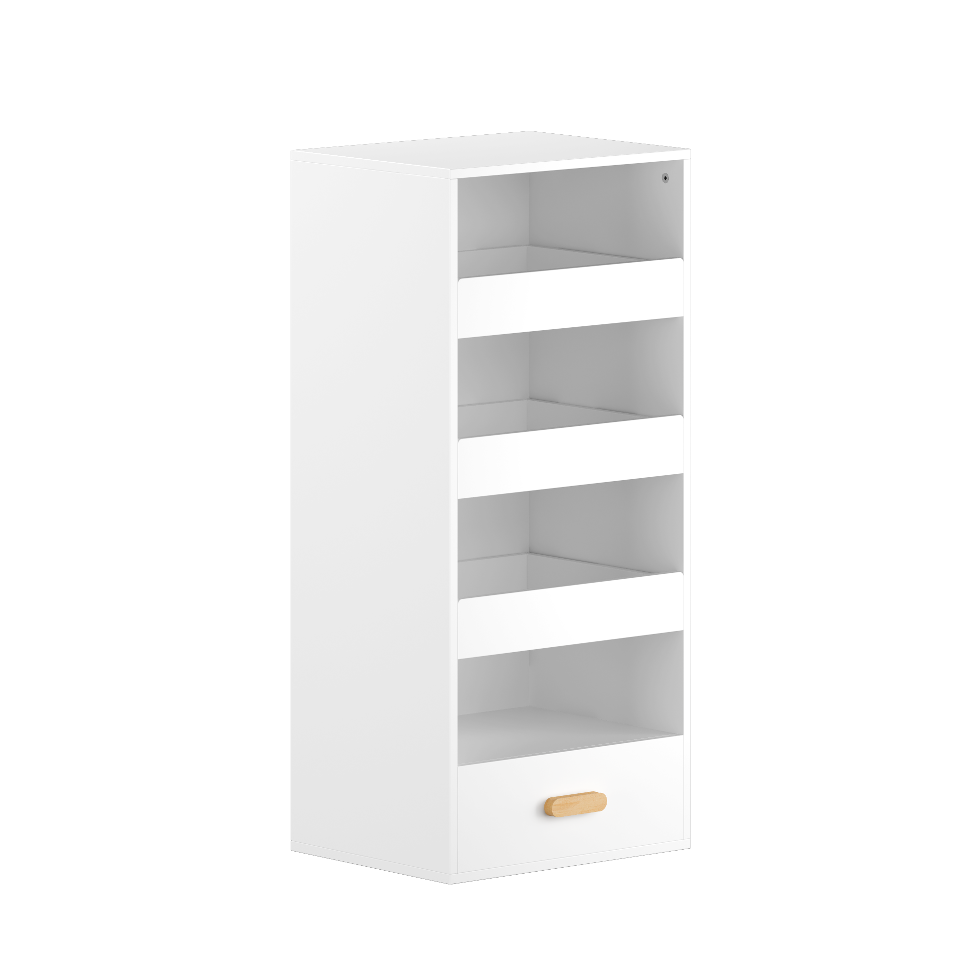 4-Tier Freestanding Bookshelf with 3 Sliding Drawers and 1 Bottom Drawer