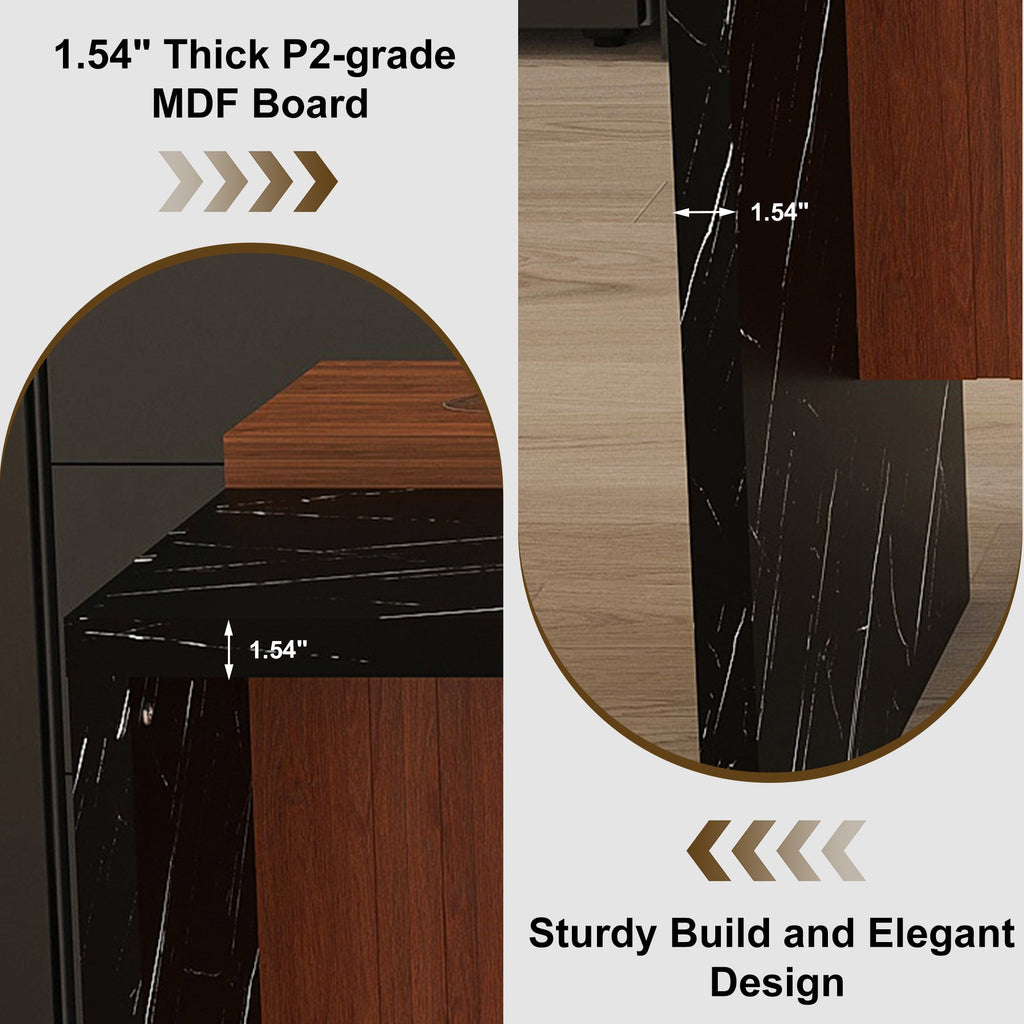 63' Modern Kitchen Island with Marble-Look Surface (Island Only)