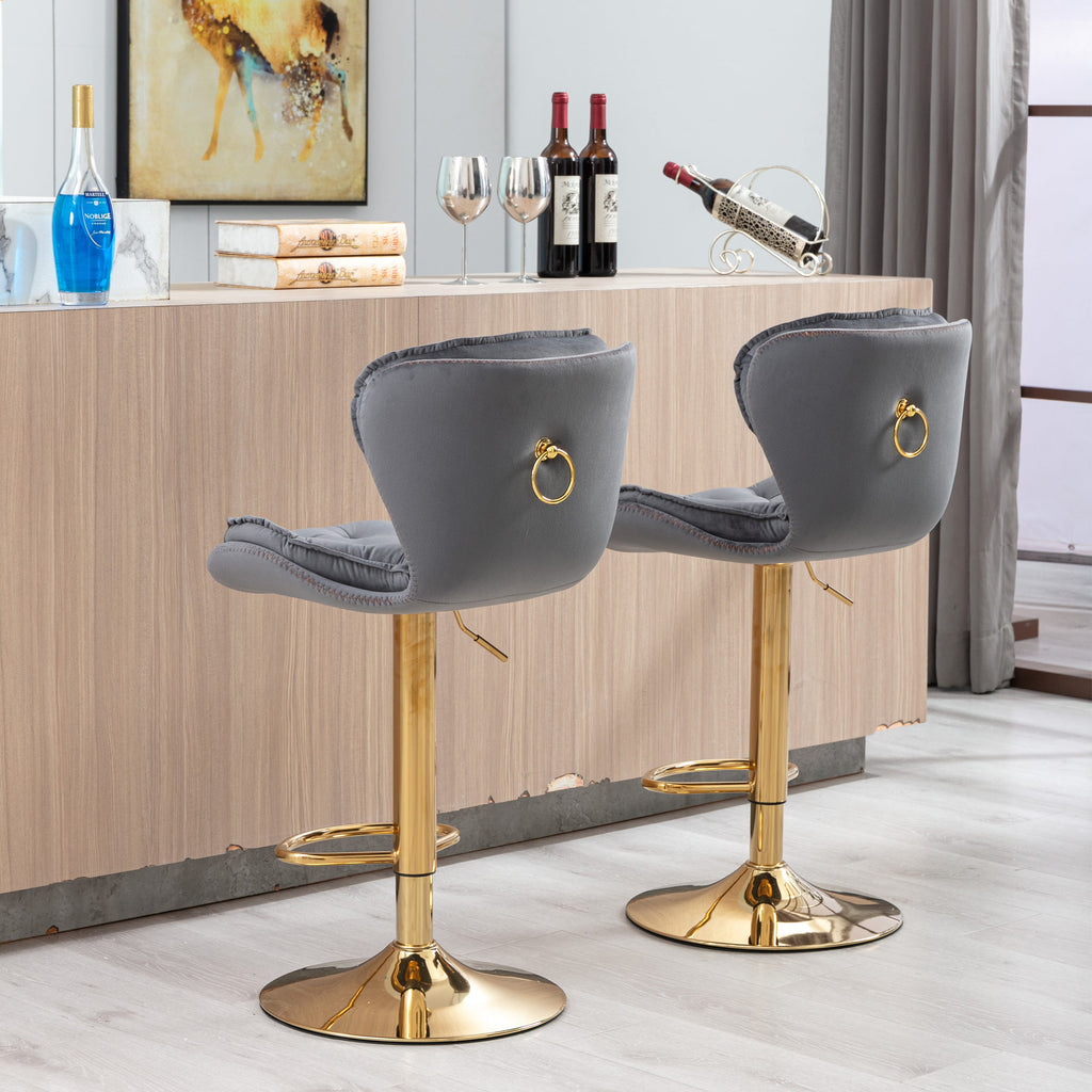 Bar Stools with Chrome Footrest and Base (Set of 2 )