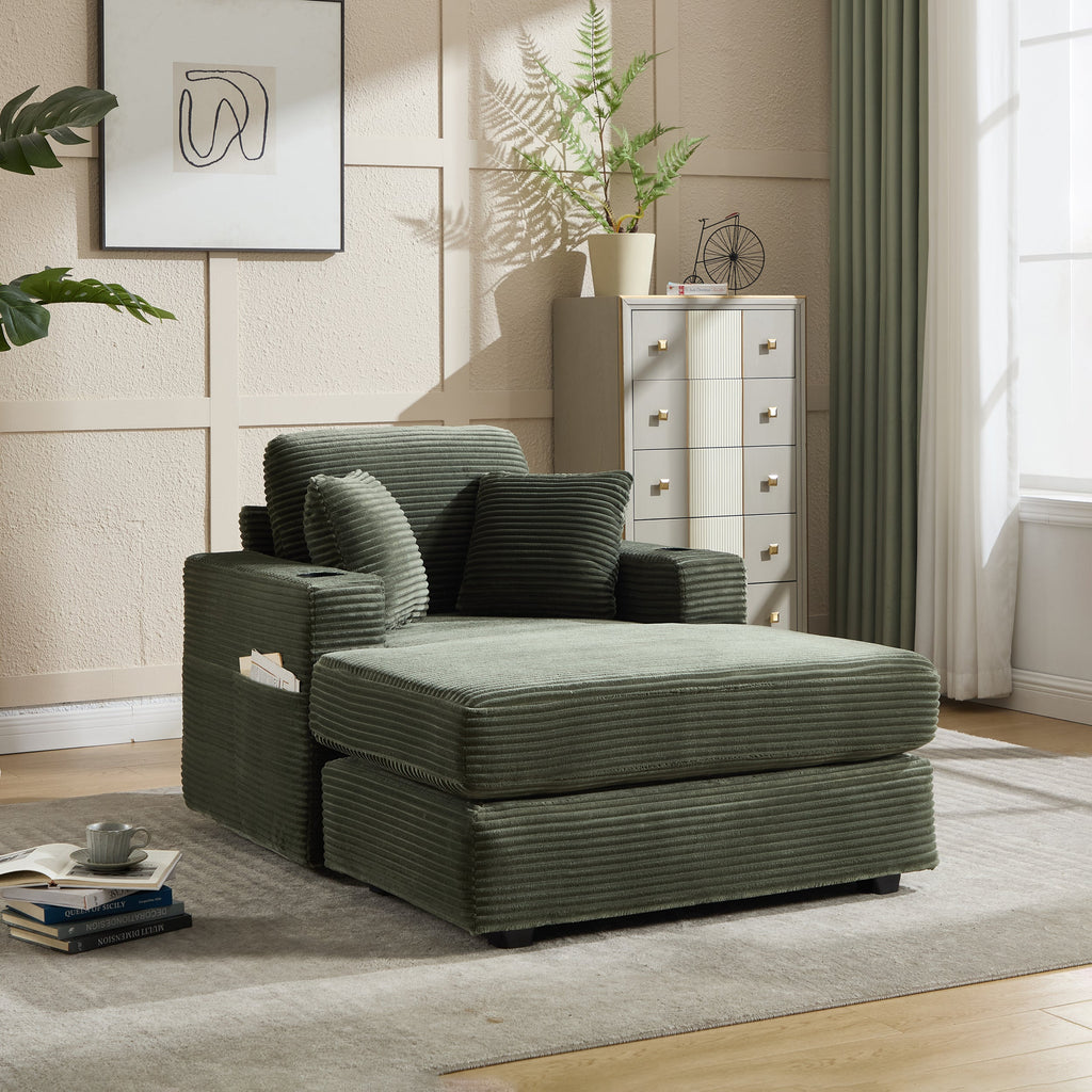 Corduroy Upholstered Chaise Lounge Sofa