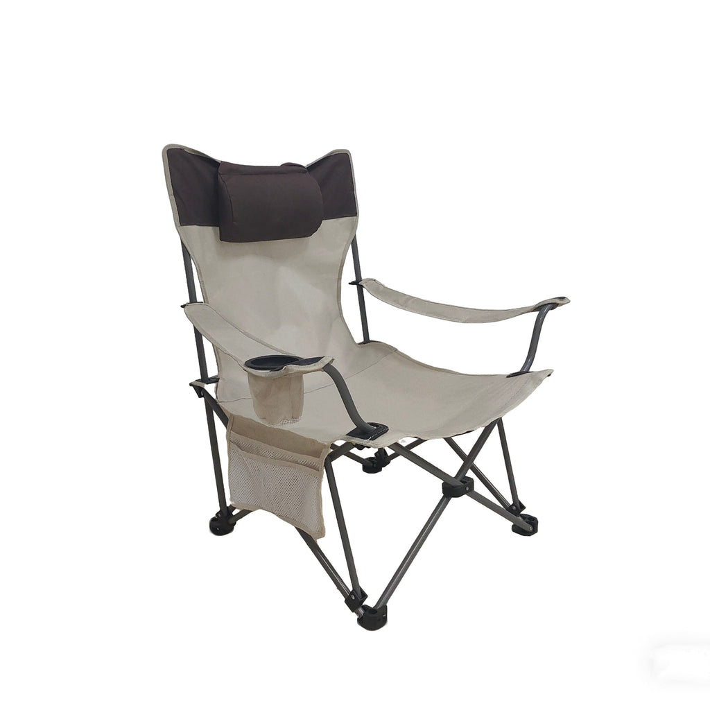 Outdoor Camping Chair Folding Reclining with Side Pockets and Cup Holder