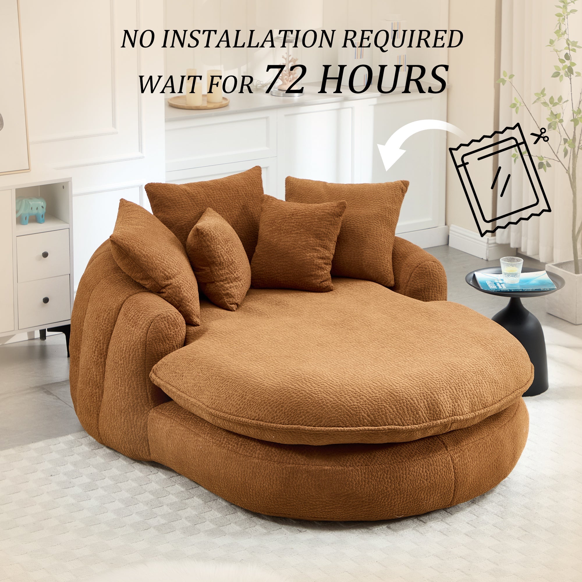 Oversized Oval Upholstered Bean Bag Sofa