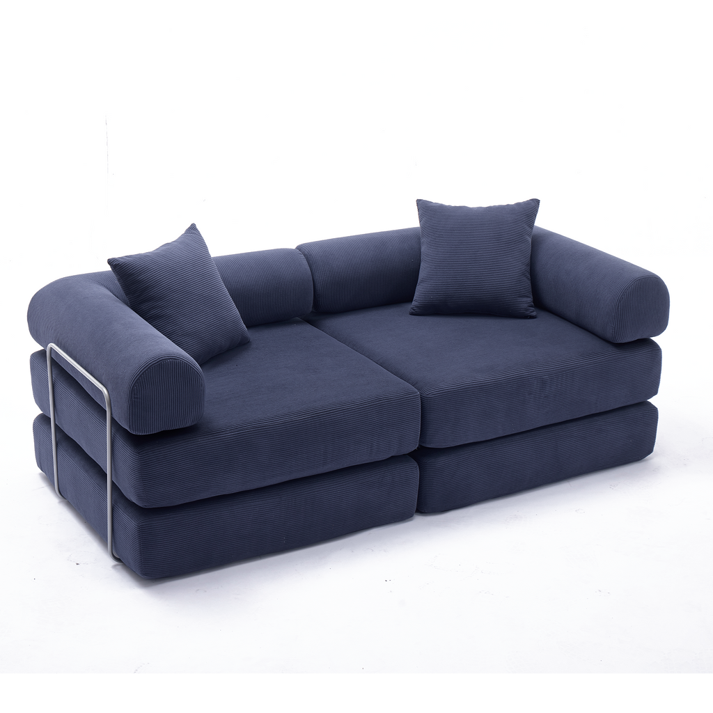 2 Seat Convertible Couch Folding Mattress Couch Sofa Bed