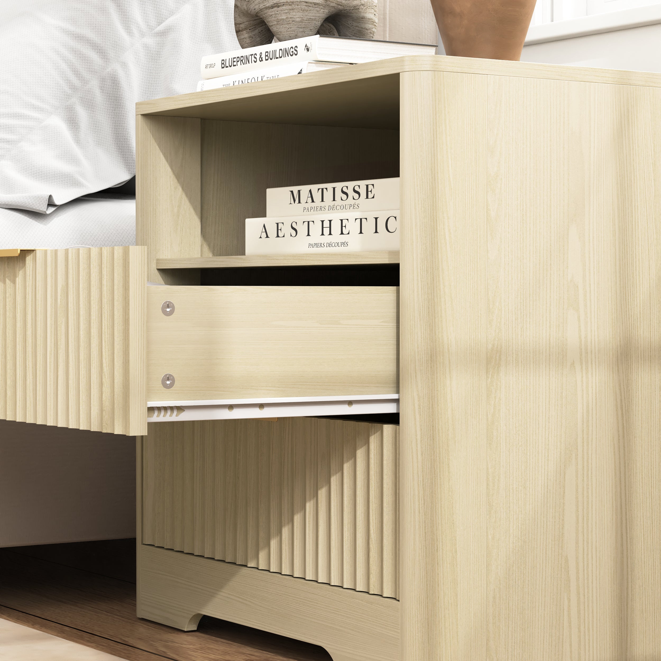 Smart Nightstand with Charging Station for Bedroom