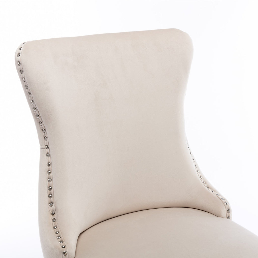 Modern Velvet Upholstered Wing-Back Dining Chairs (Set of 2)