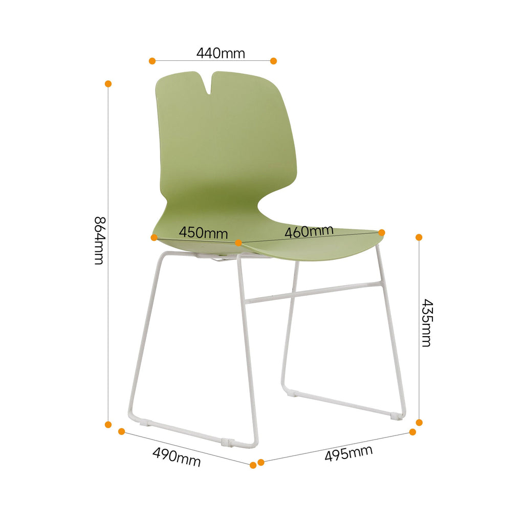 Modern Stacking Office Chairs Set of 4 Green Grey PP 180kg Capacity