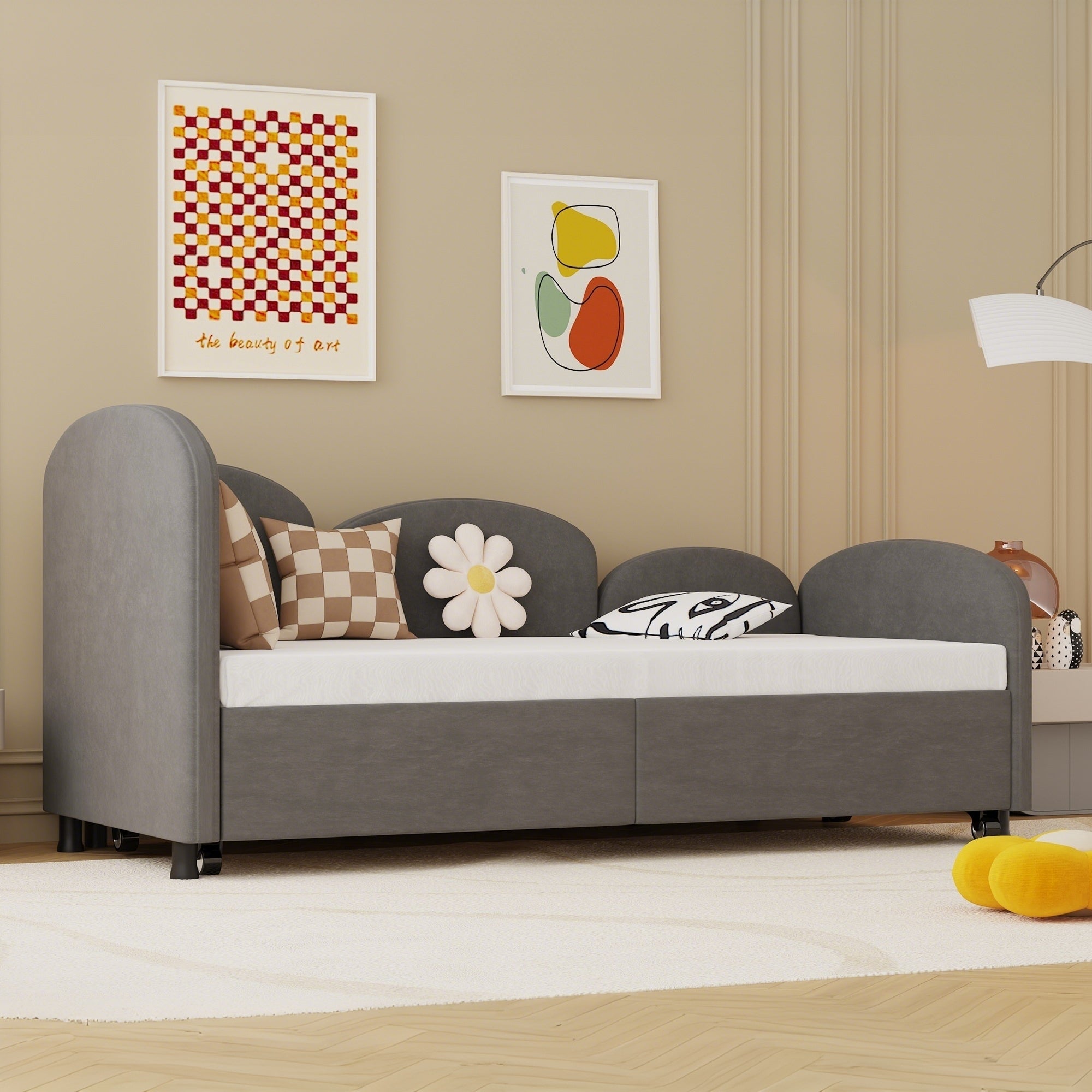 Modern Twin Size Velvet Upholstered Daybed