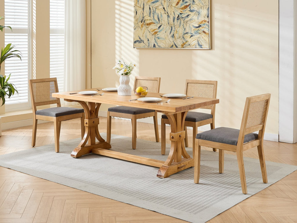 Farmhouse Rattan Dining Chairs (Set of 2)