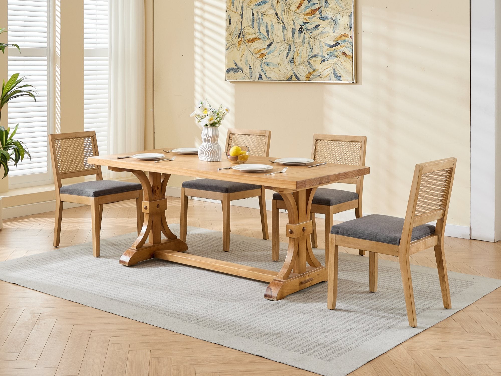 Farmhouse Rattan Dining Chairs (Set of 2)