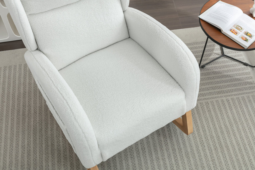 Teddy Fabric Rocking Chair with Packet Wood Legs