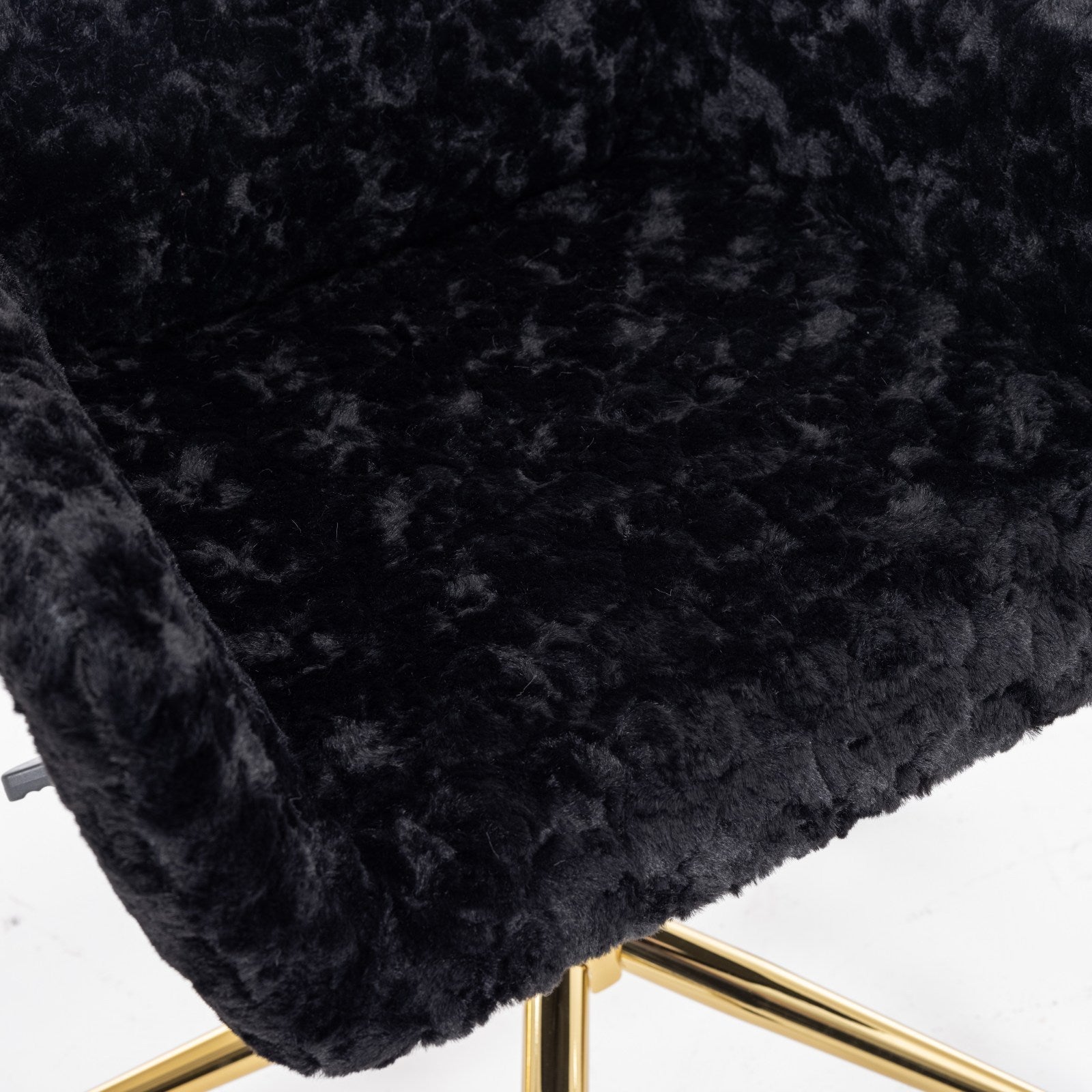 Artificial Rabbit Hair Home Office Chair with Golden Metal Base