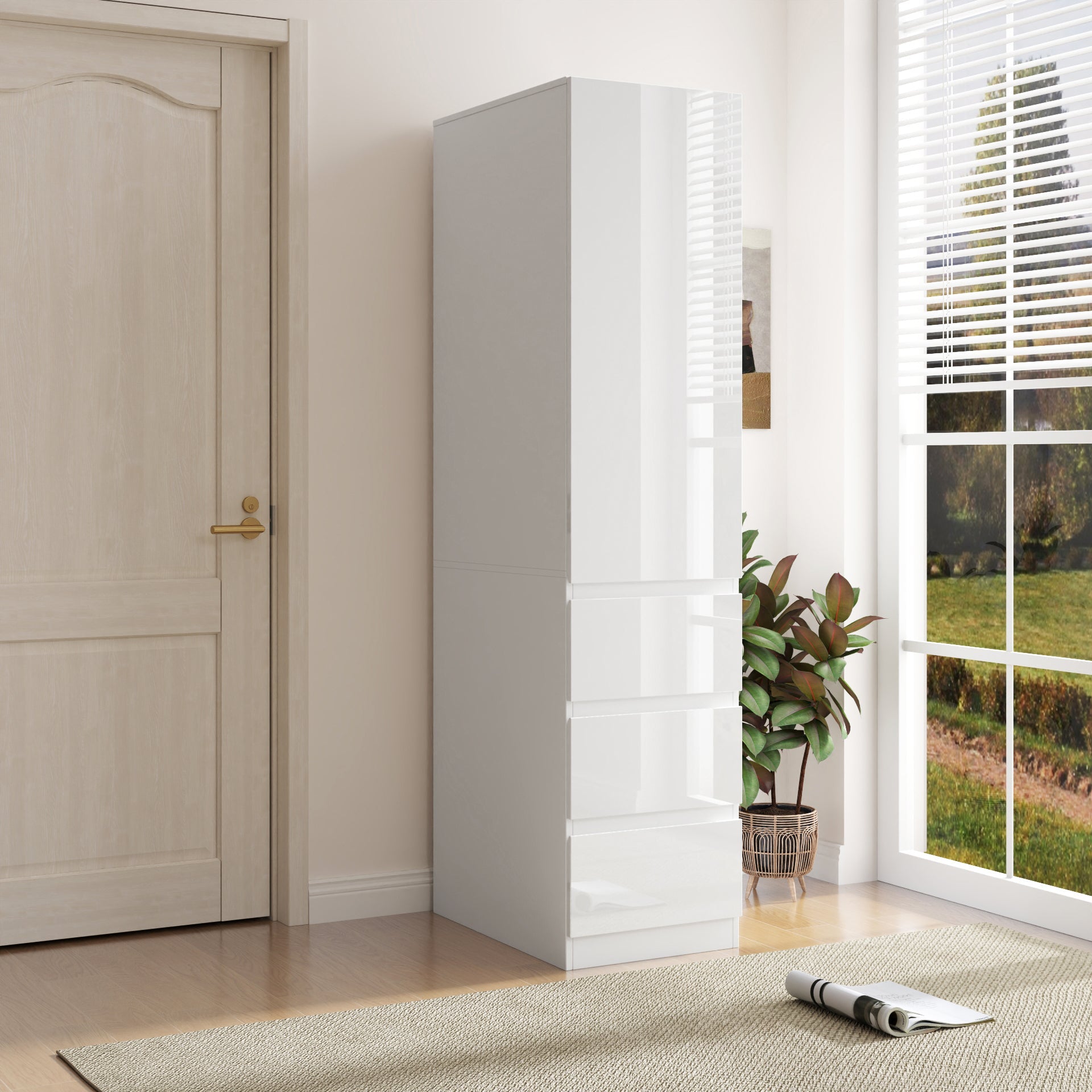 White Kitchen Pantry Storage Cabinet