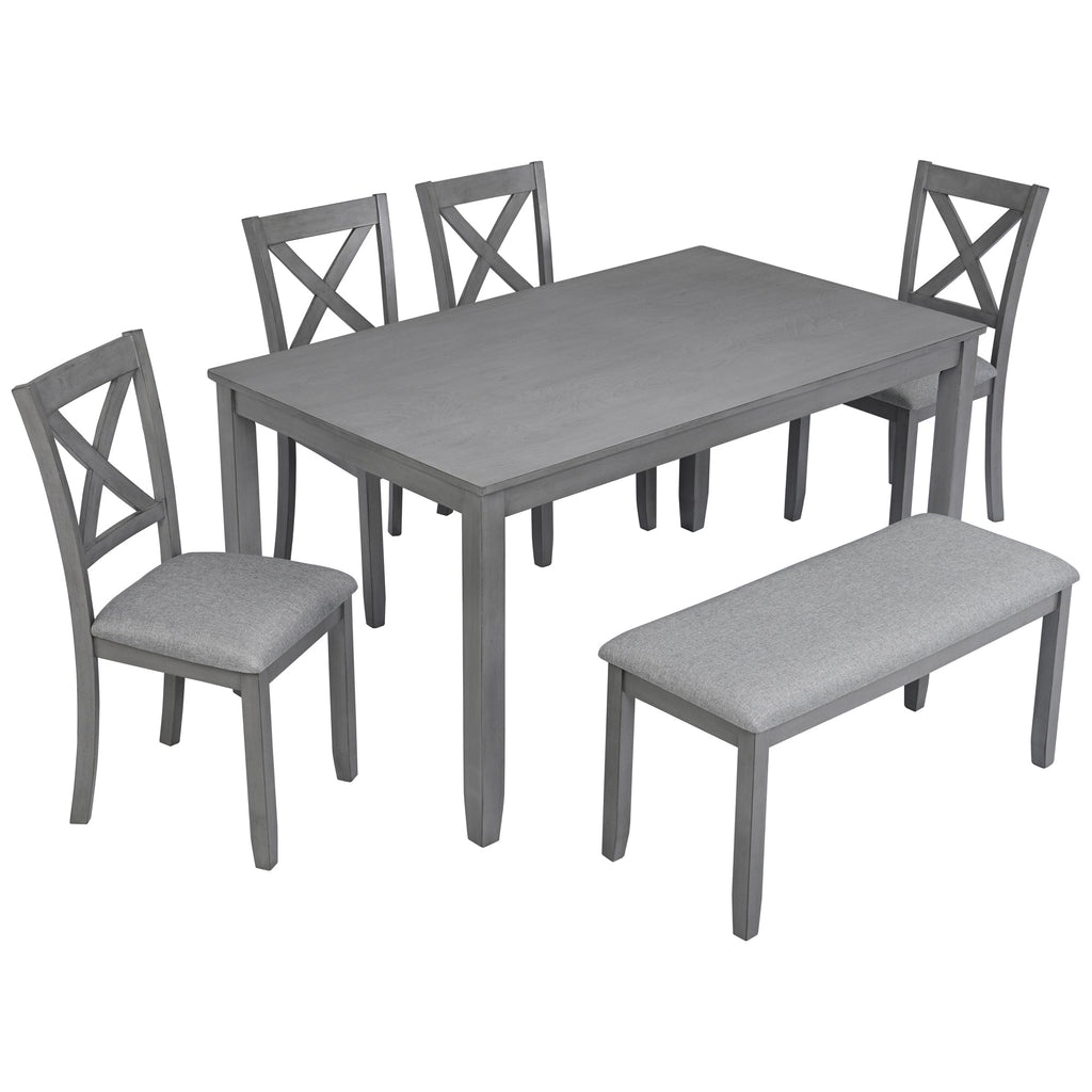Rectangular Wooden Dining Table (Set for 6)