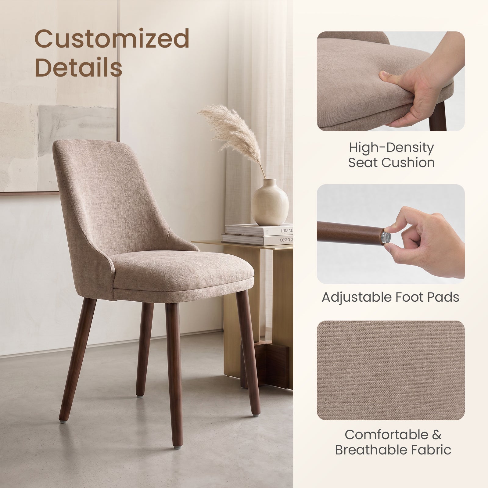 Firmoz Modern Soft Chenille Upholstered Side Chair Dining Chairs