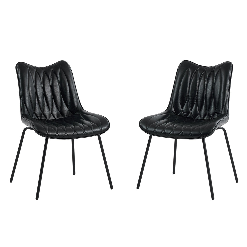 Firmoz Modern PU Leather Dining Chair with Black Iron Legs & Ergonomic Backrest