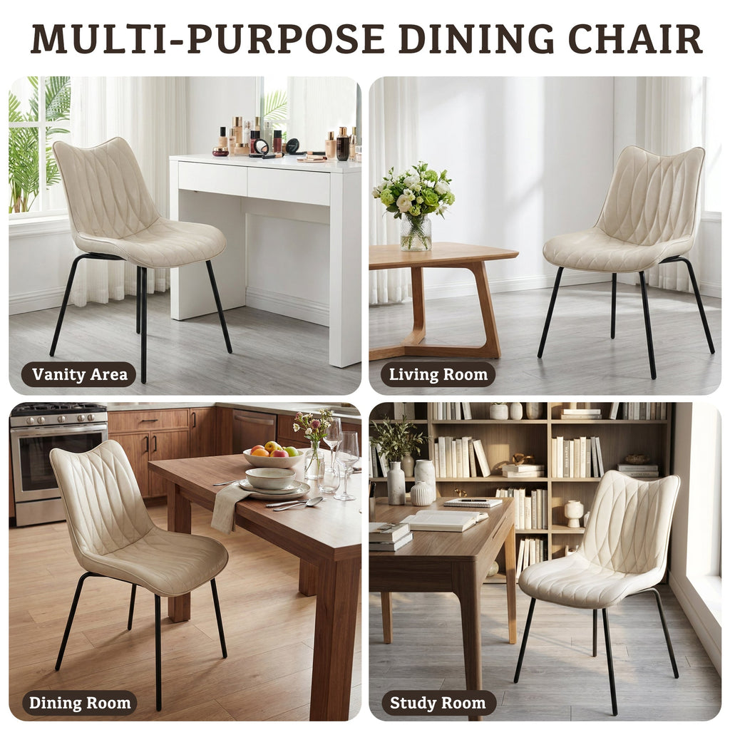 Firmoz Modern PU Leather Dining Chair with Black Iron Legs & Ergonomic Backrest