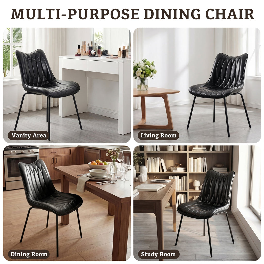 Firmoz Modern PU Leather Dining Chair with Black Iron Legs & Ergonomic Backrest