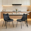 Firmoz Modern PU Leather Dining Chair with Black Iron Legs & Ergonomic Backrest