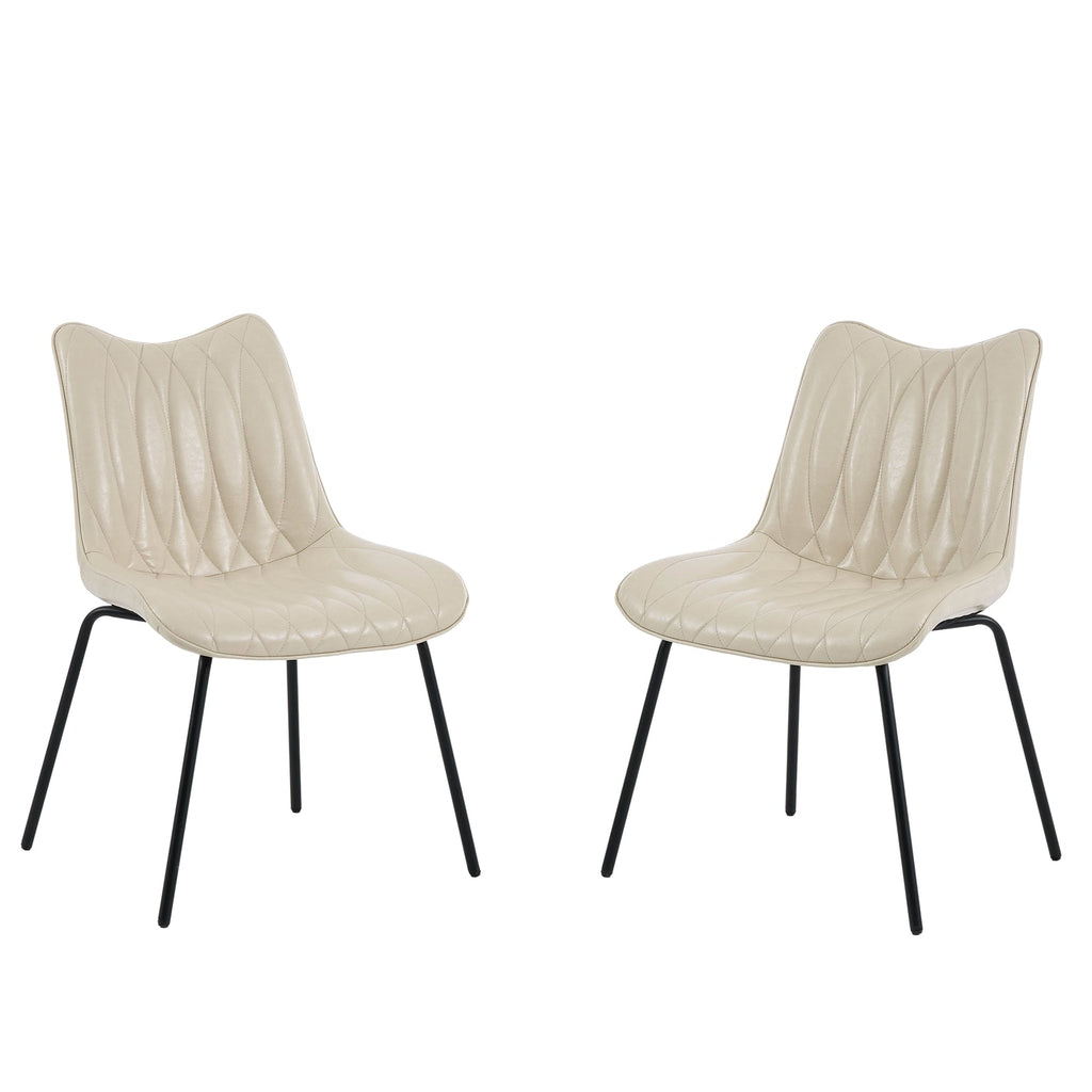 Firmoz Modern PU Leather Dining Chair with Black Iron Legs & Ergonomic Backrest