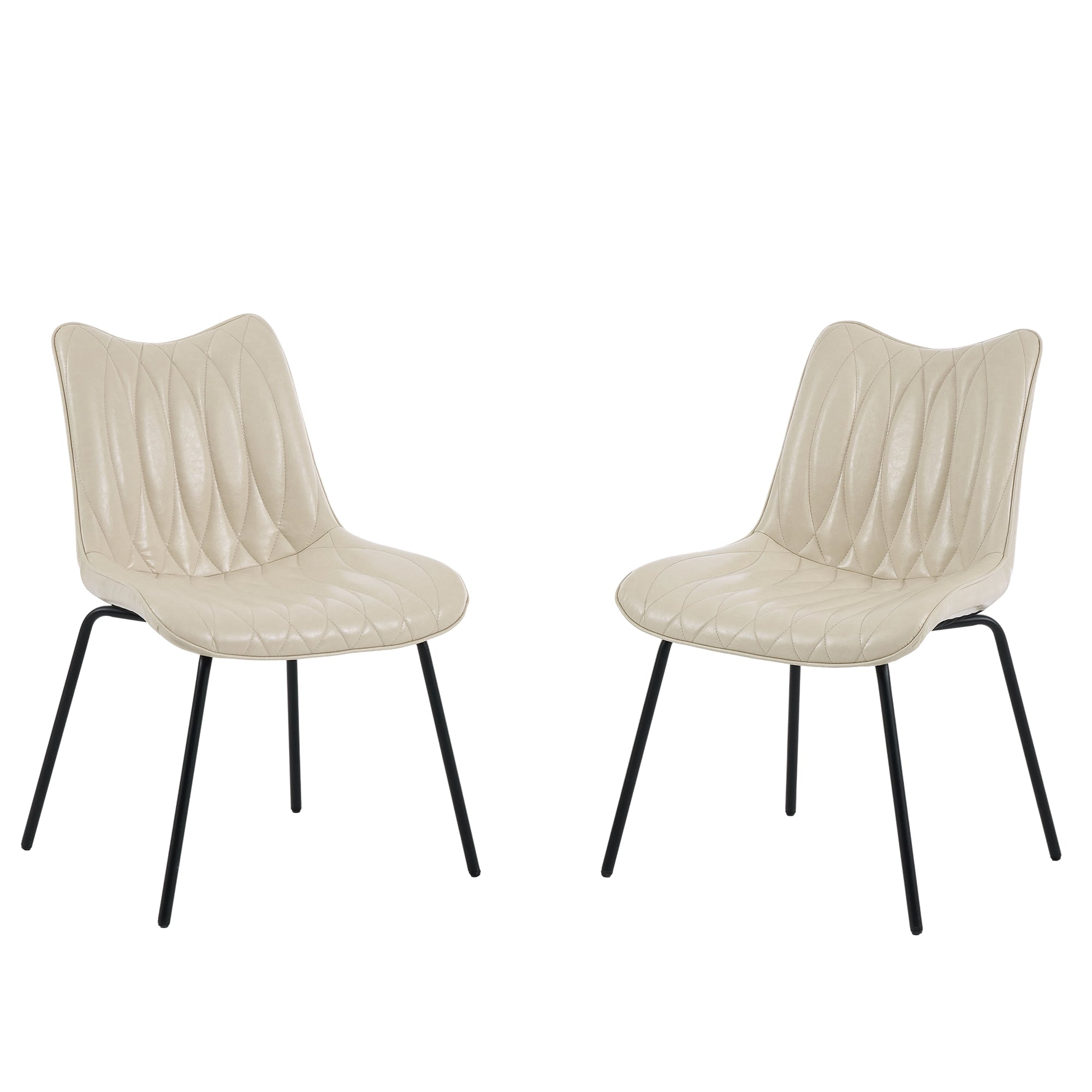 Firmoz Modern PU Leather Dining Chair with Black Iron Legs & Ergonomic Backrest