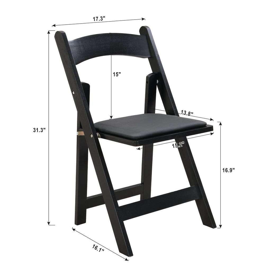 Set of 4 Folding Chairs Cushioned Solid Wood Space-Saving Dining Chairs