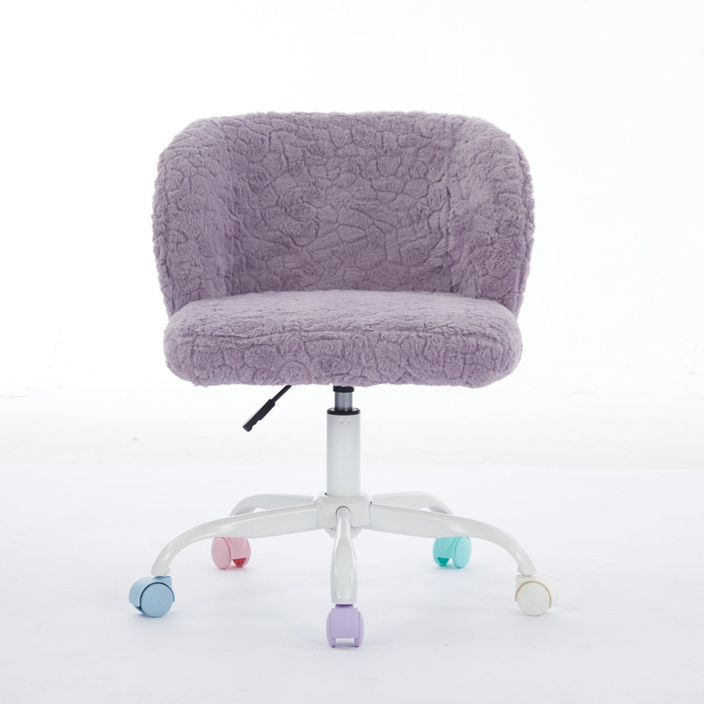Artificial Rabbit Hair Adjustable Office Chair with Metal Base
