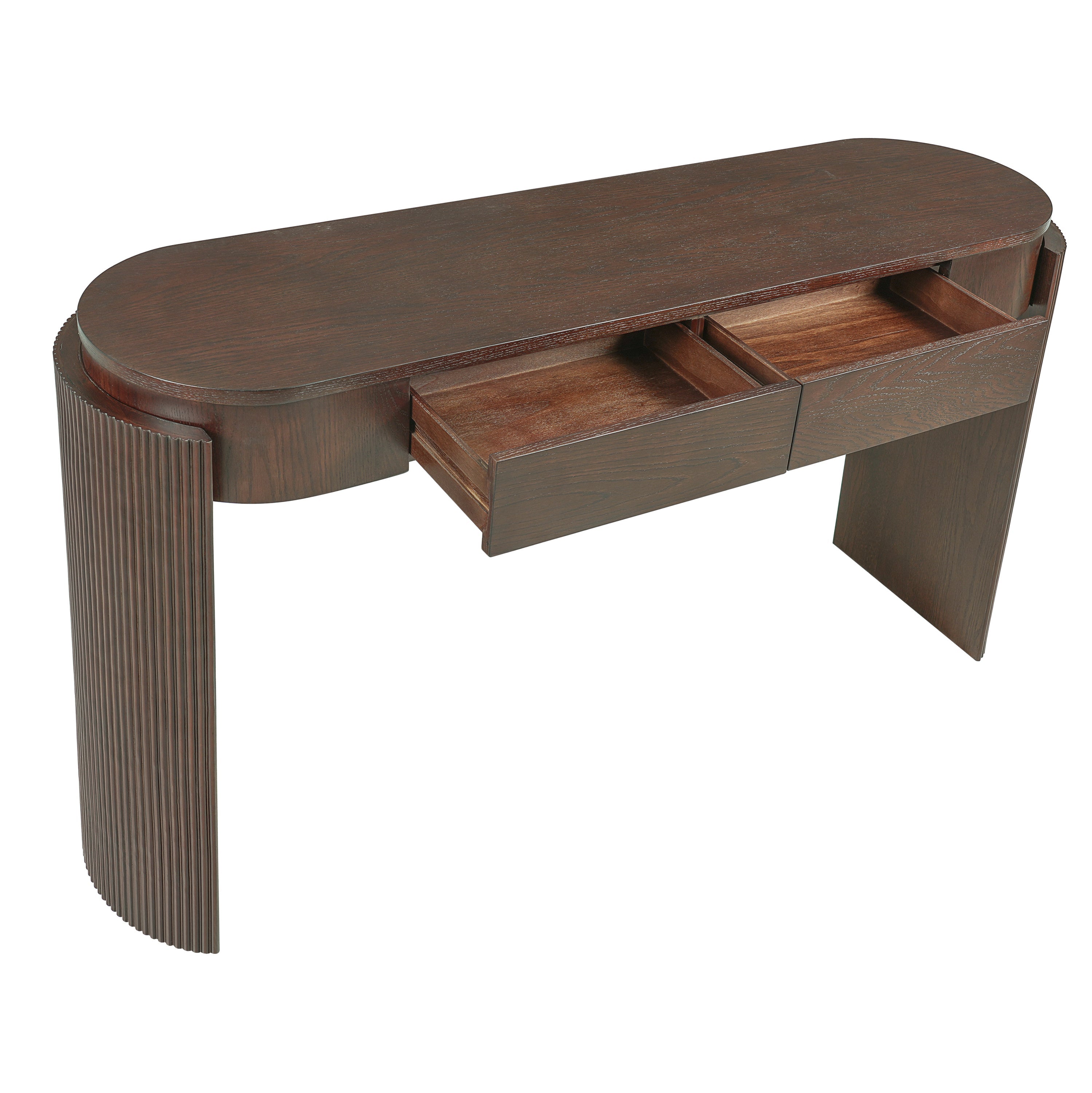 Entryway Console Table with Fluted Legs & Storage Drawers