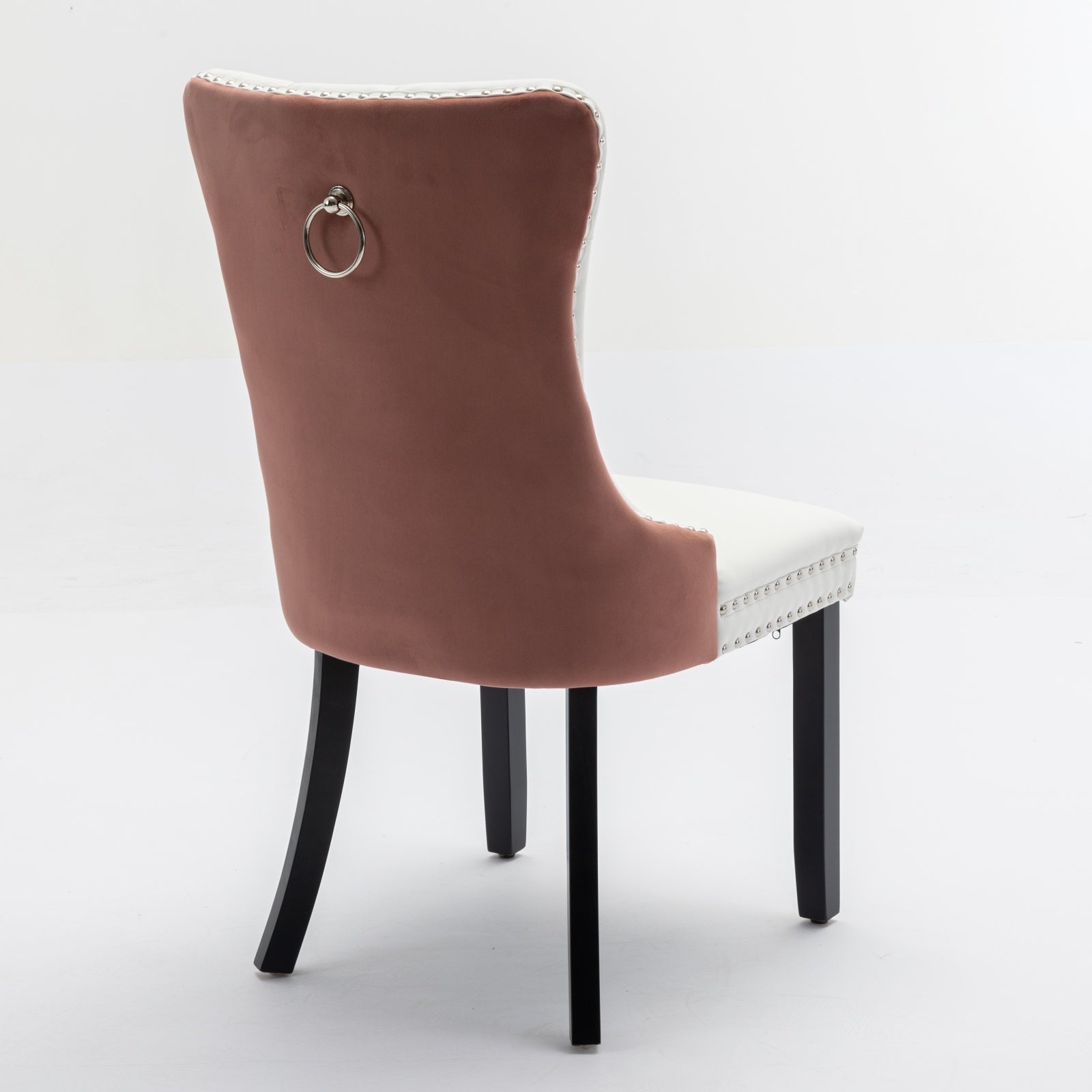 Tufted Solid Wood PU Upholstered Dining Chair with Wood Legs (Set of 2)