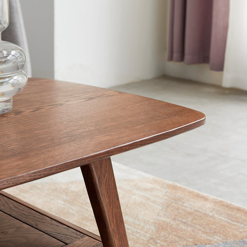 Natural Oak Coffee Table with Storage Shelf