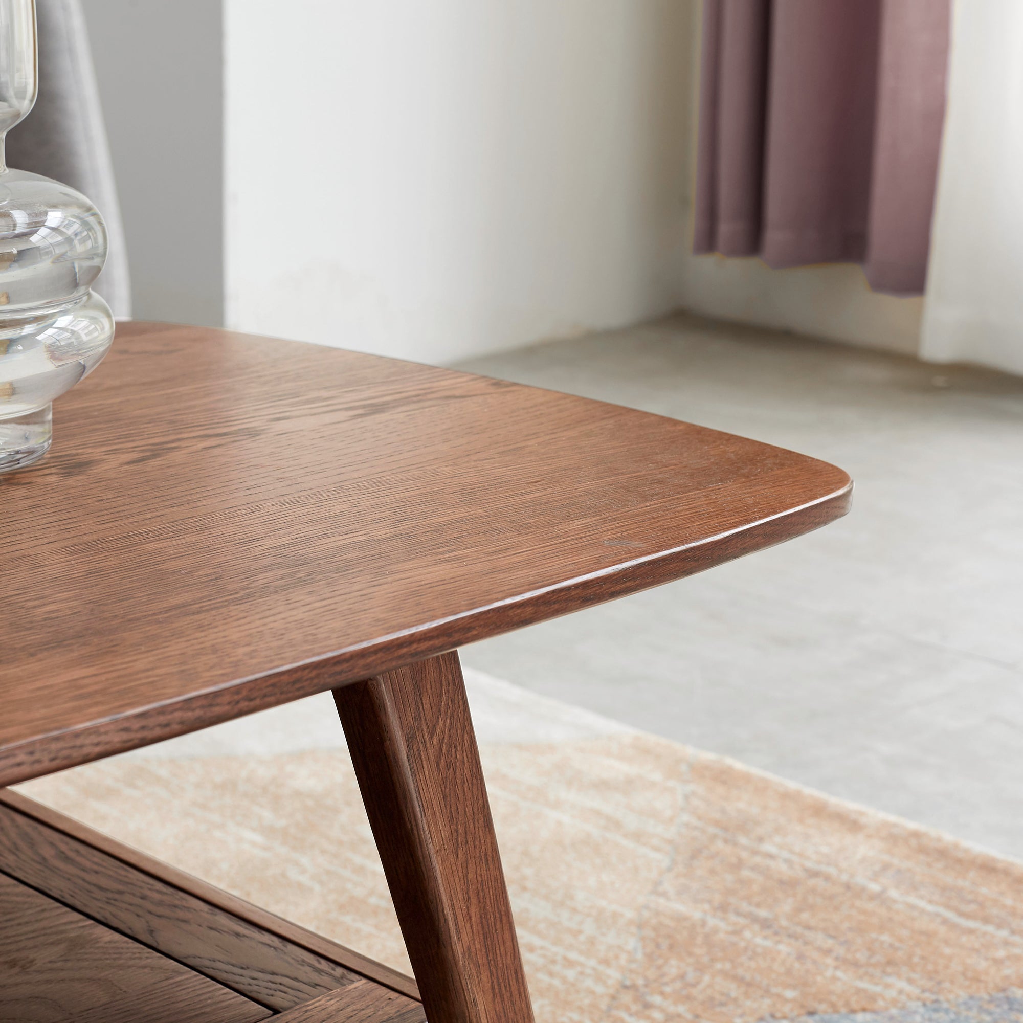 Natural Oak Coffee Table with Storage Shelf