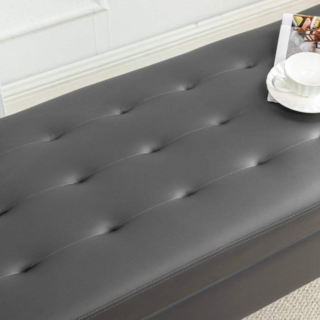 Brown PU Leather Storage Bench