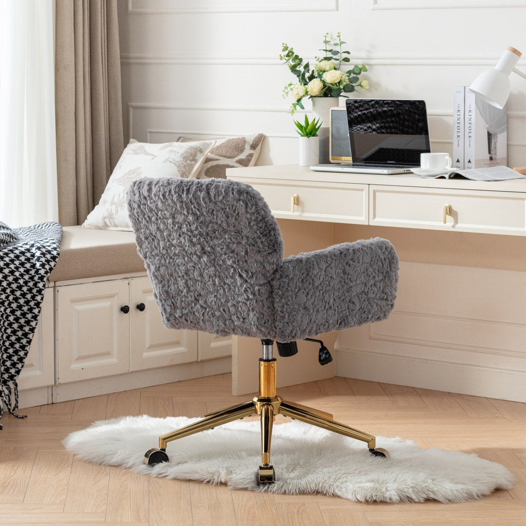 Violet Velve Home Office Chair with Golden Metal Base