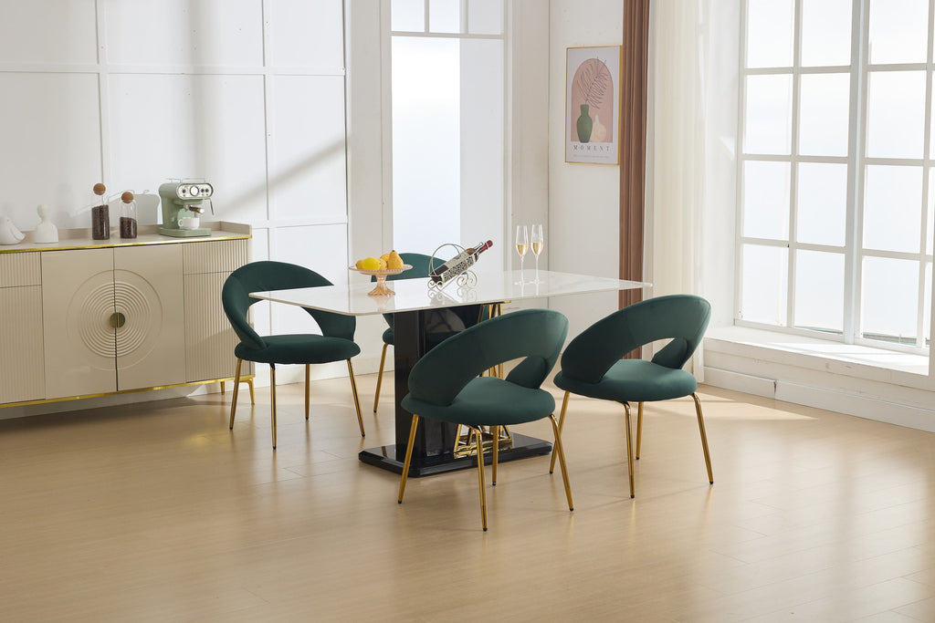Velvet/Teddy Fabric Dining Chairs with Curved Backrest