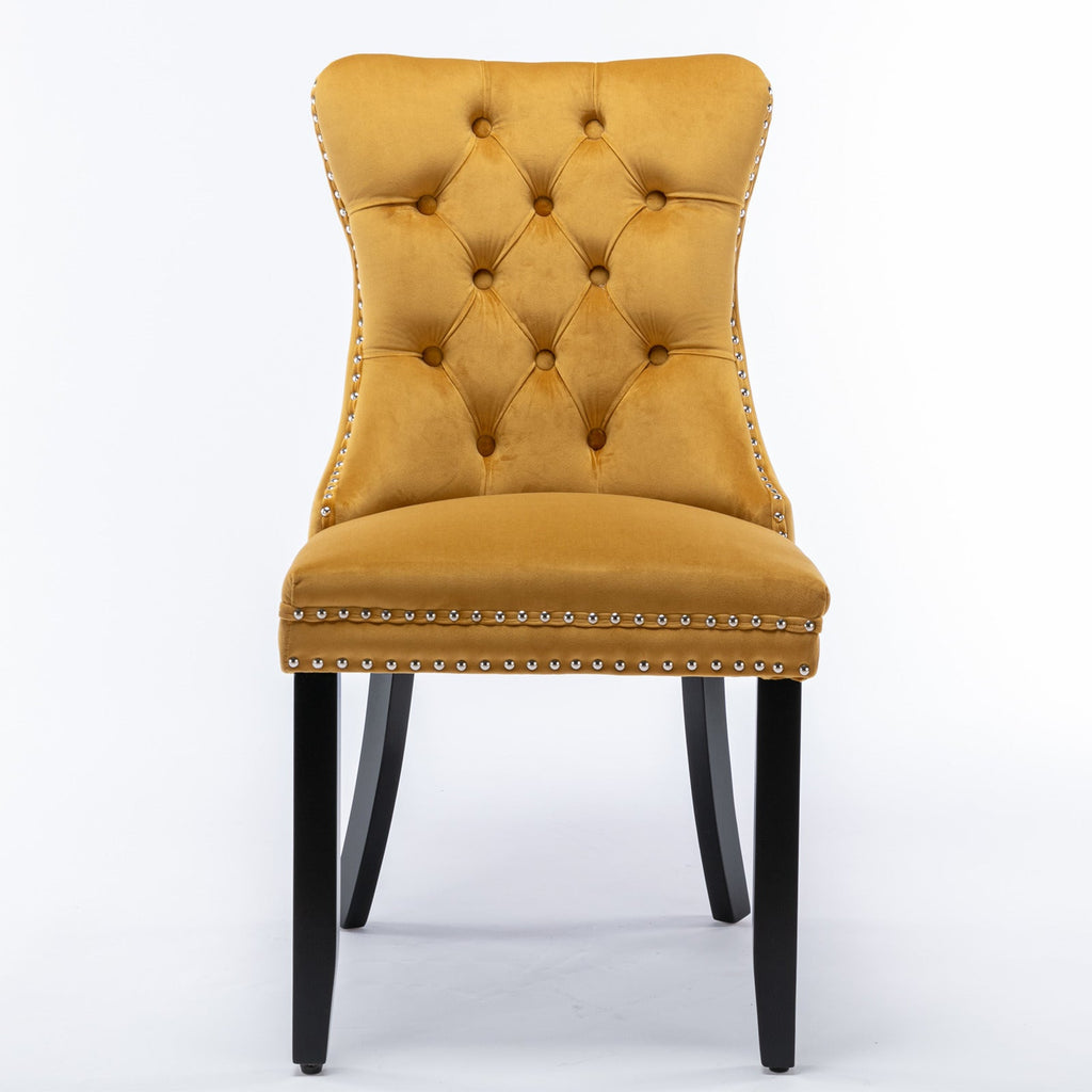 Modern High-end Tufted Solid Wood Velvet Dining Chair(Set of 2)