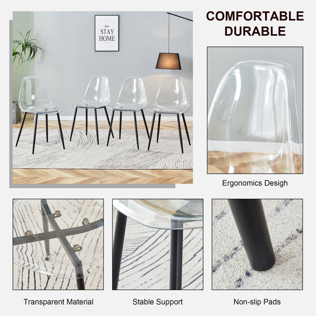 Modern Minimalist Transparent Metal Dining Chairs