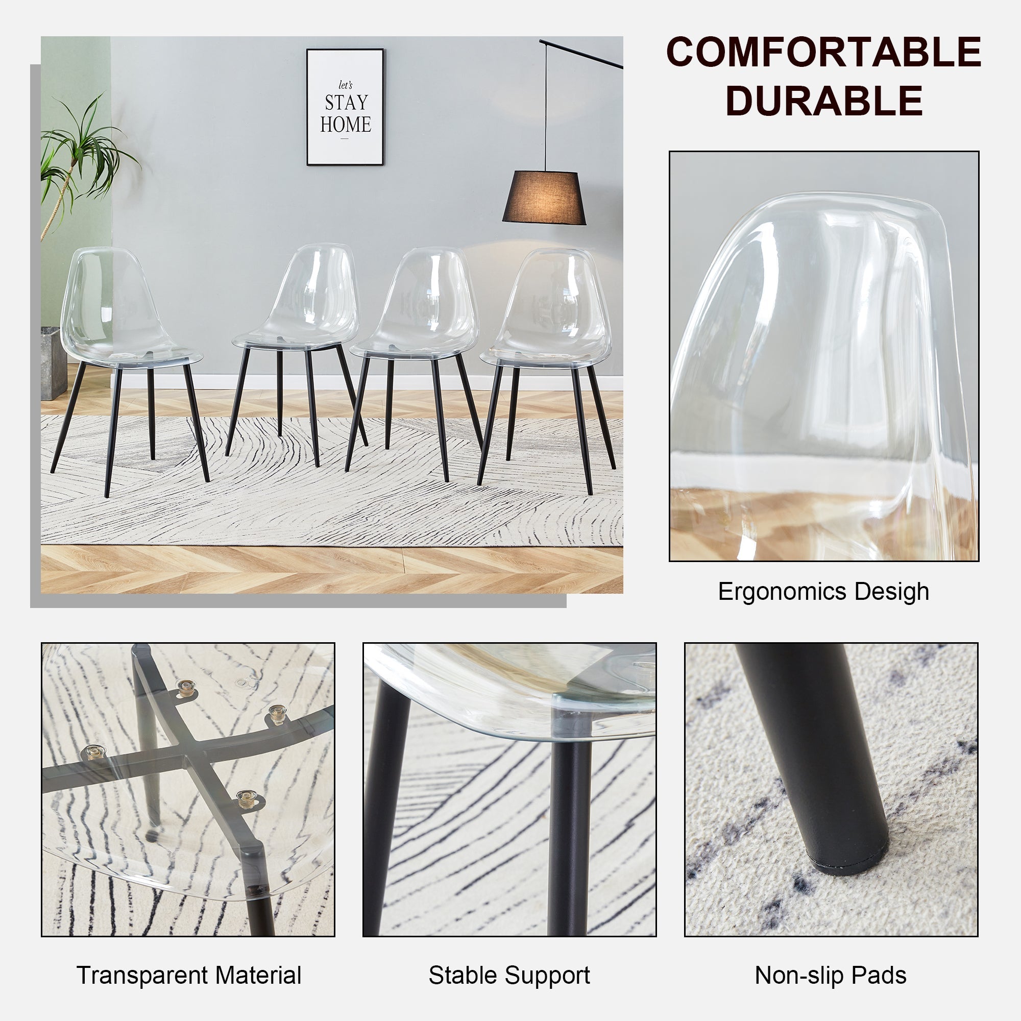 Modern Minimalist Transparent Metal Dining Chairs