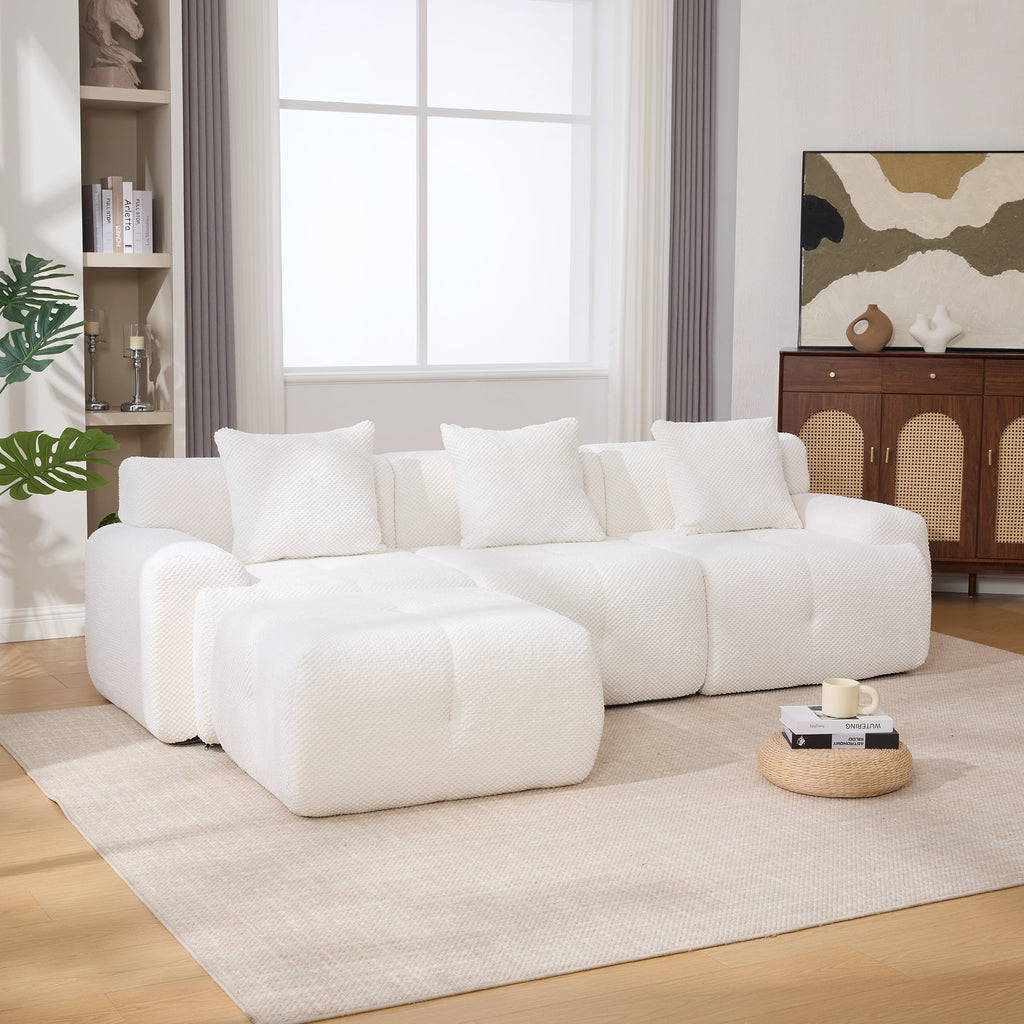 Oversized Boneless Convertible Cloud Couch with Movable Ottoman